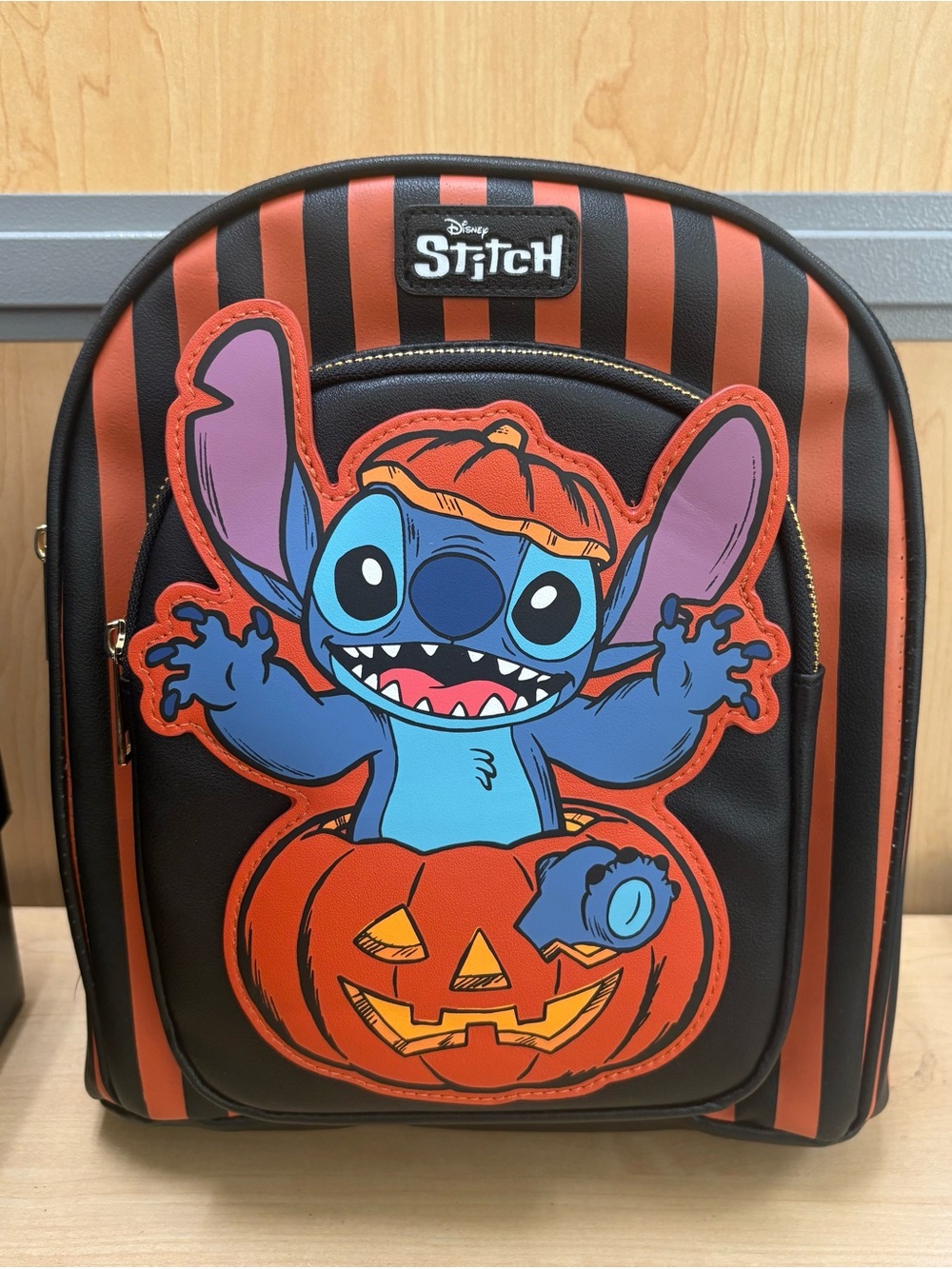 Disney Blue Stitch Halloween Black & Orange Backpack